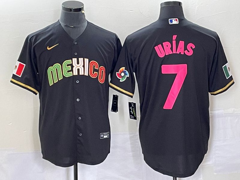 Men 2023 World Cub Mexico 7 Urias Black pink Nike MLB Jersey14